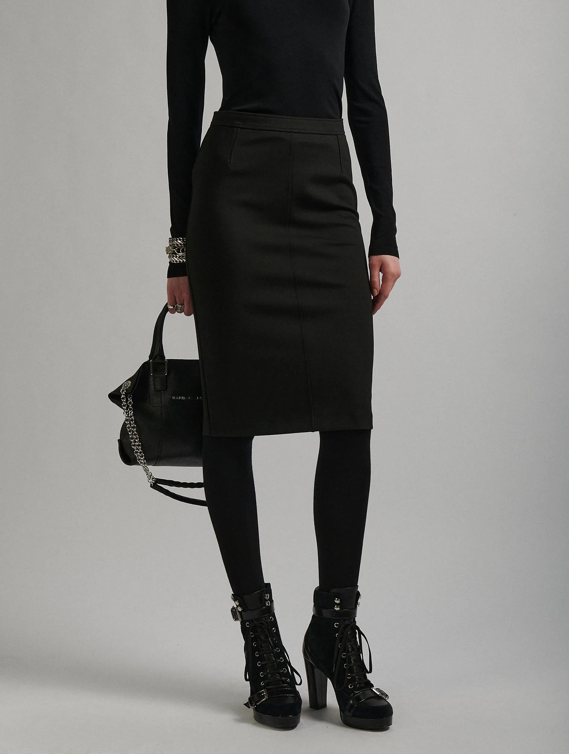 Black milano jersey pencil skirt