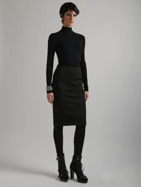 Black milano jersey pencil skirt