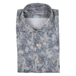 Blue Paisley Pure Cotton Italian Long Sleeve Shirt