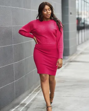 Body Contour Sweater Pencil Skirt in Neon Berry