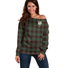 Buchan Ancient Tartan Off Shoulder Women Sweater with Family Crest