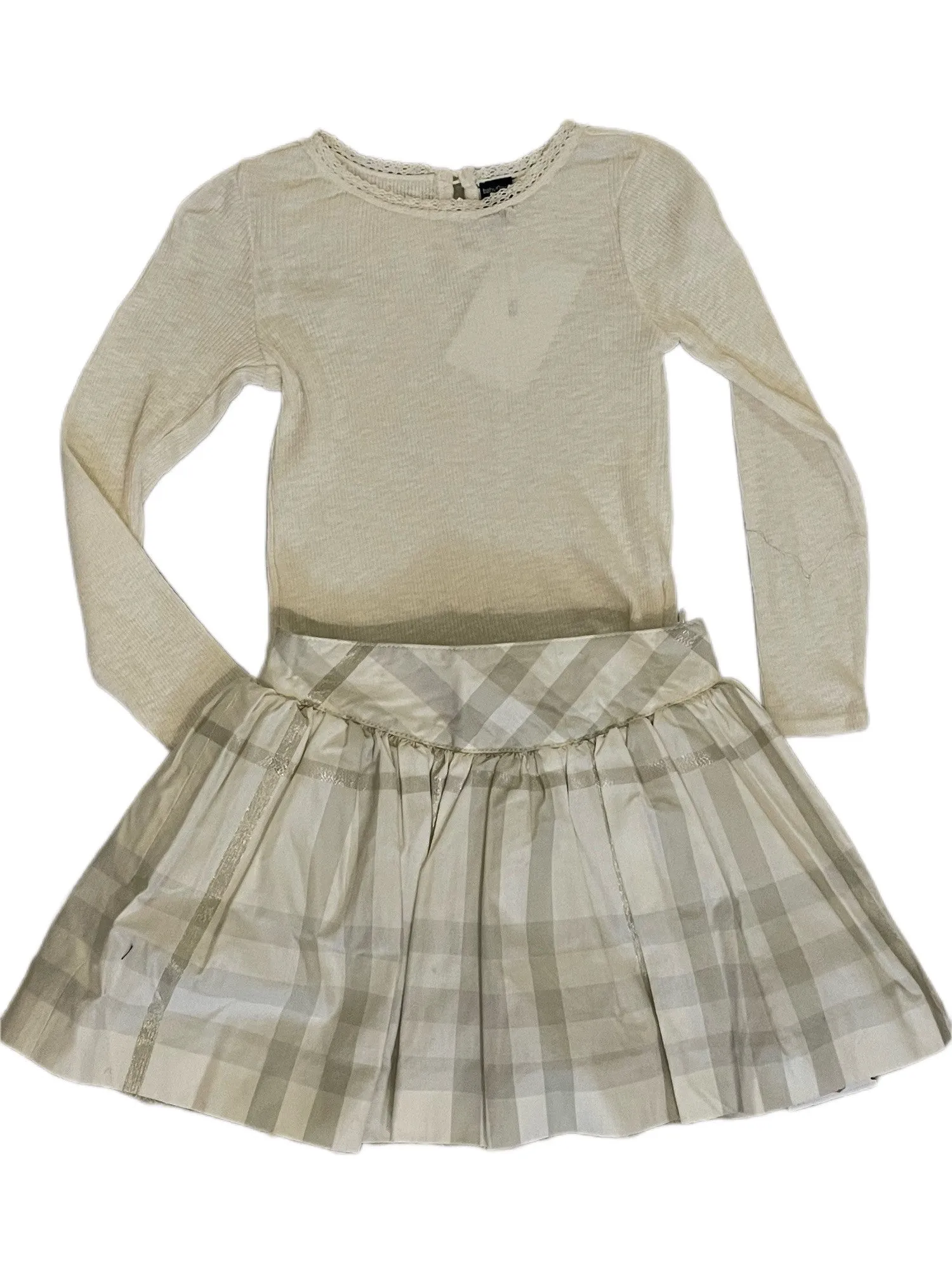 BURBERRY WHITE/METALIC LAYERED SKIRT (18M)