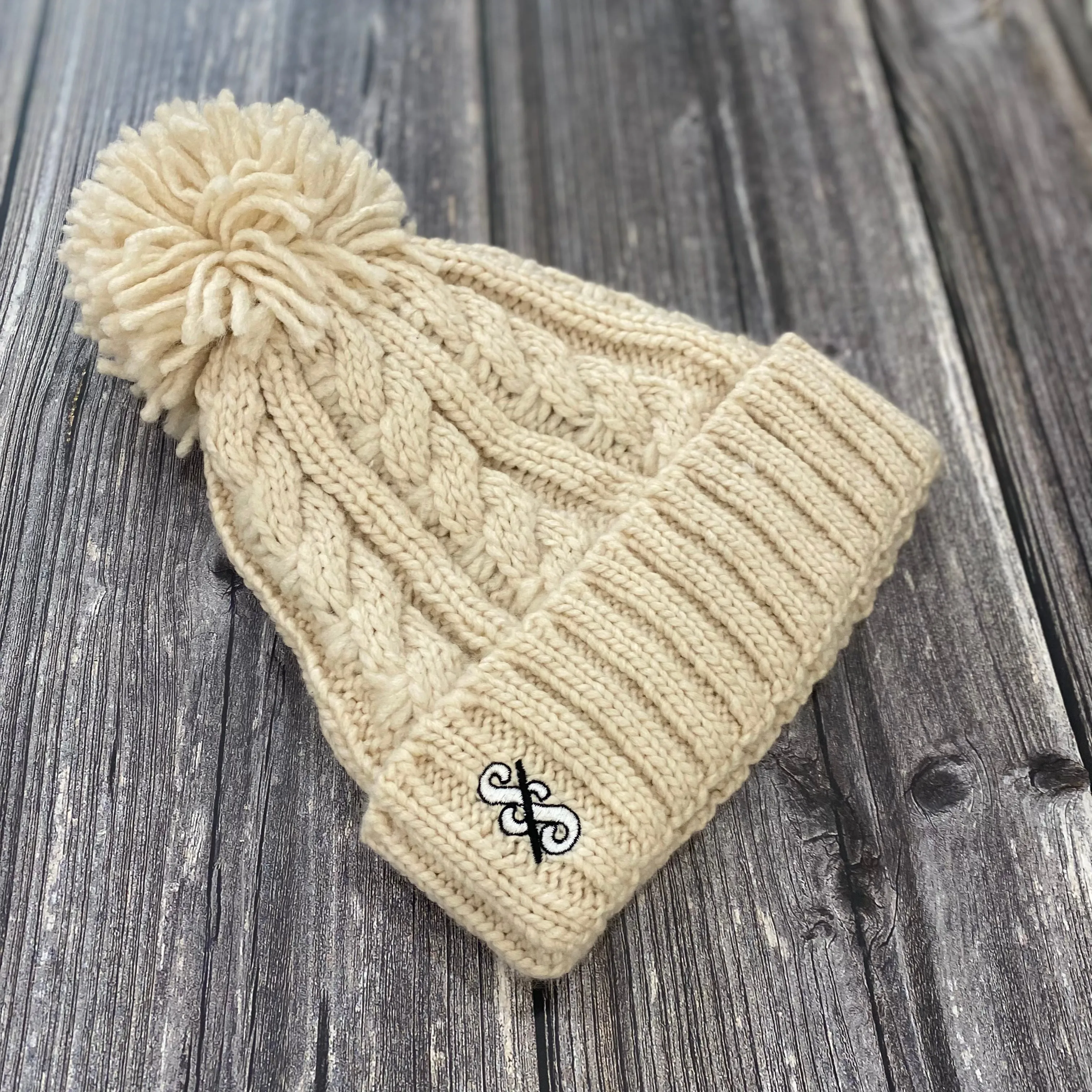 Cable Knit Melange Beanie - Monochrome logo