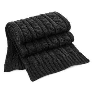 Cable Knit Melange Scarf | BLACK