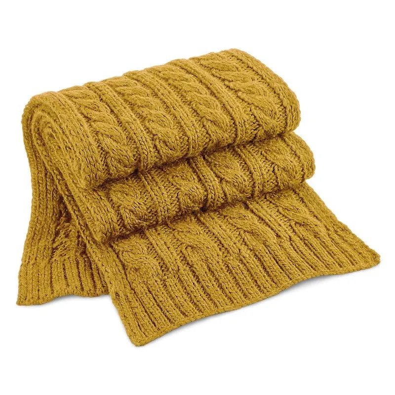 Cable Knit Melange Scarf | MUSTARD