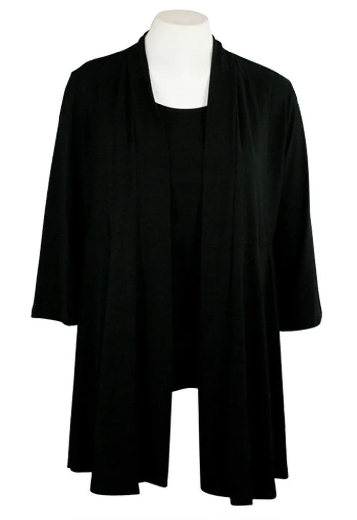 Caribe - Black Trimmed, Long Sleeve Jacket - Duster