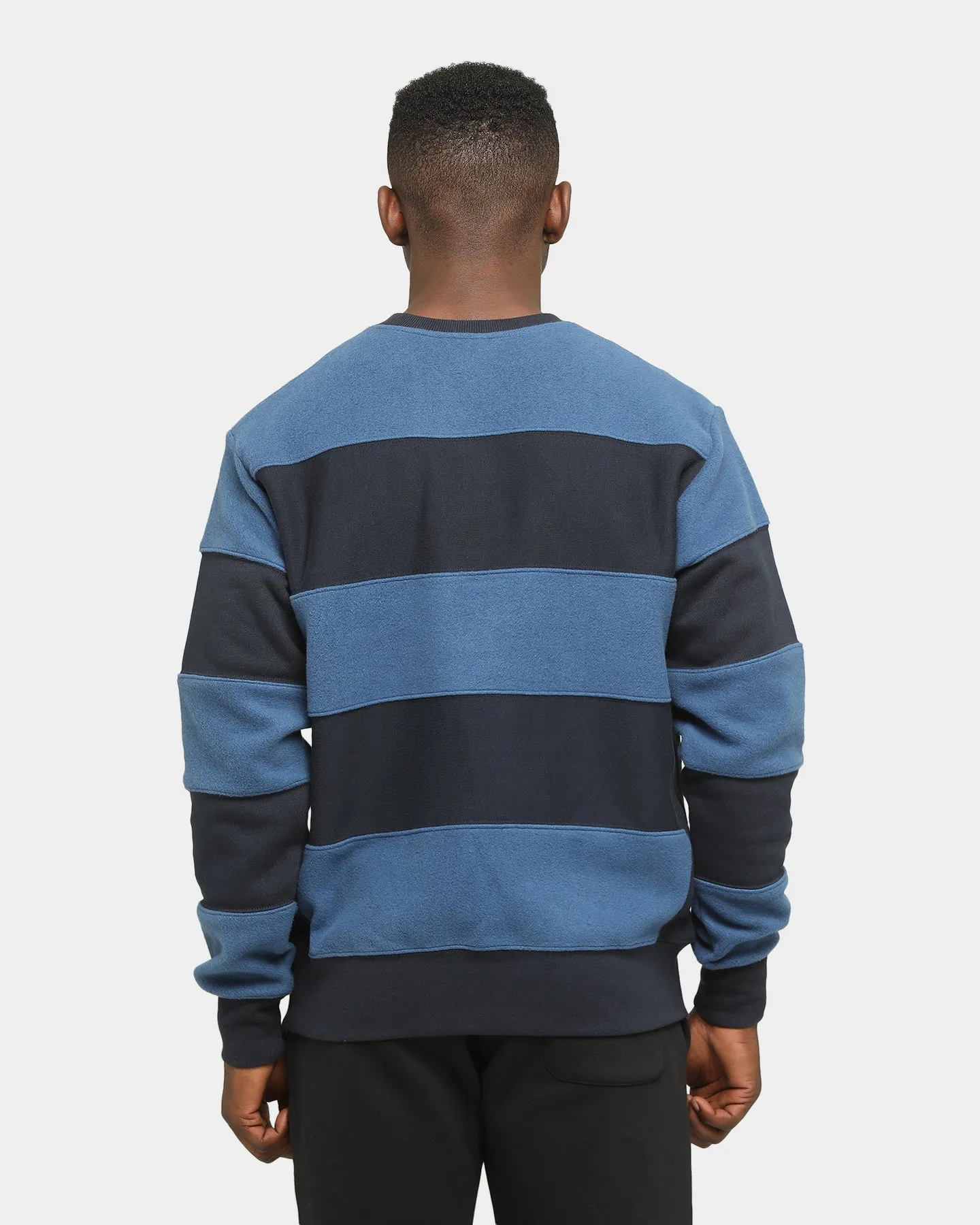 Champion Rev Weave Panel Stripe Crew Navy