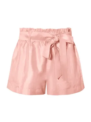 Charlotte Silk Tie Waist Shorts - Soft Pink