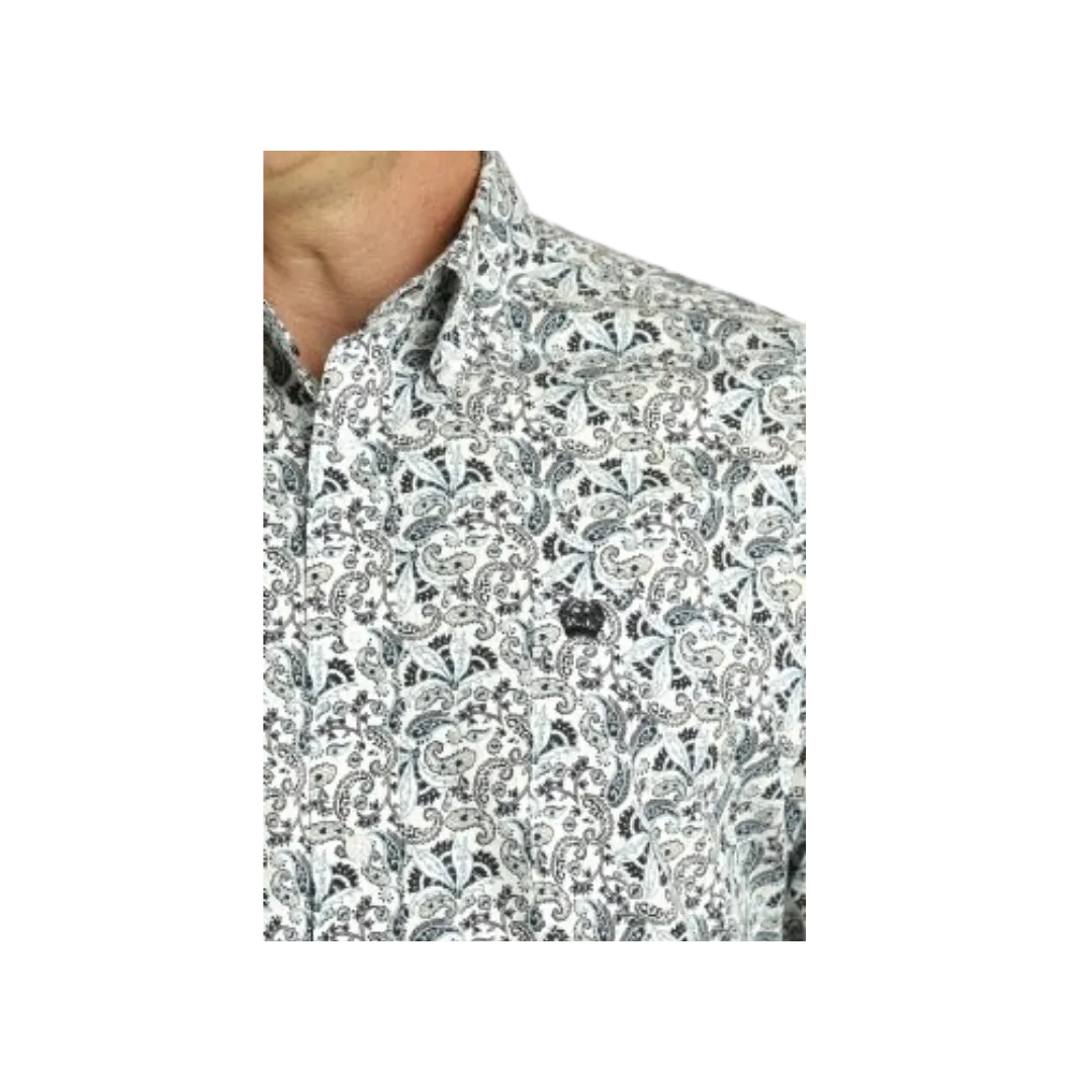 Cinch Men's Paisley Button Down Western White Shirt