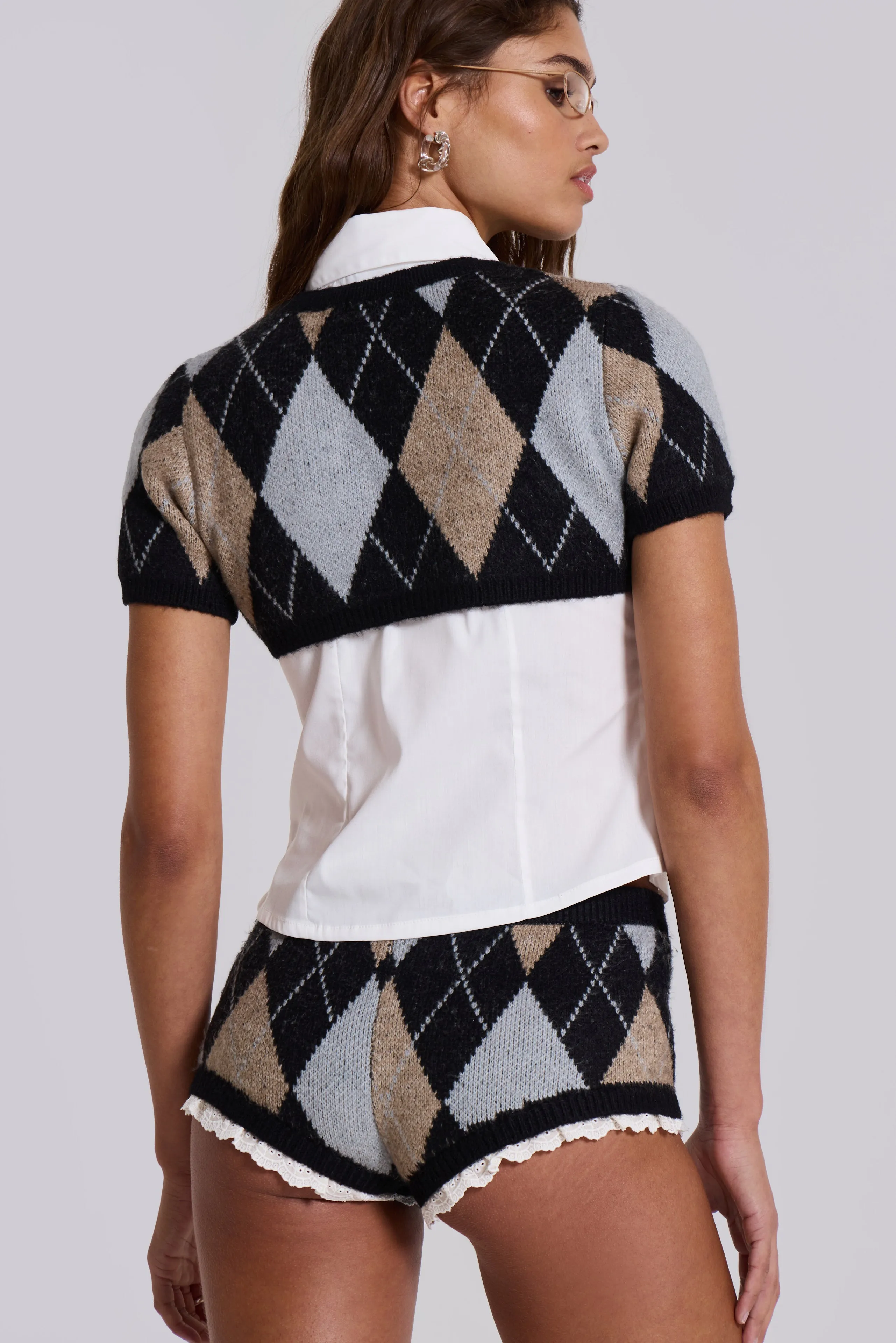 Clara Argyle Knit 2 In 1 Top