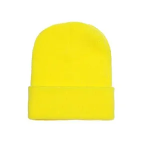 Classic Cuffed Knit Beanie - Safety Yellow