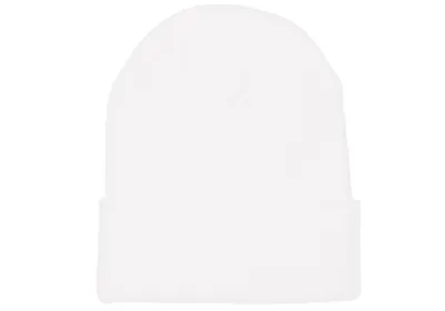 Classic Cuffed Knit Beanie - White