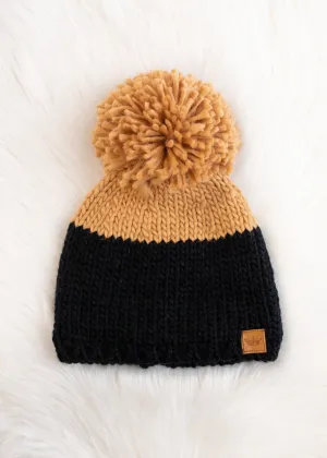 Colorblock Knit Beanie - Camel