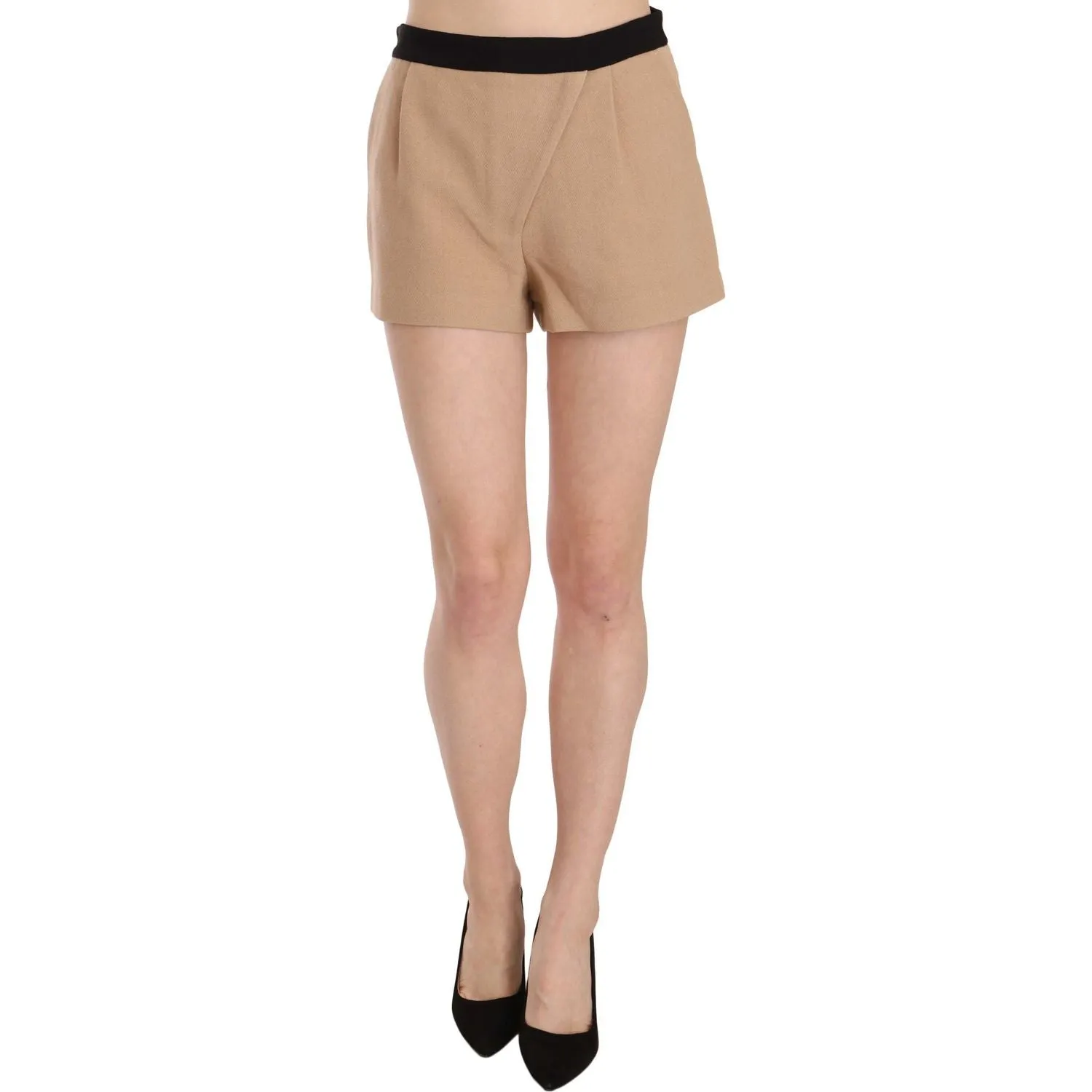 Costume National Chic Beige Mid Waist Mini Shorts