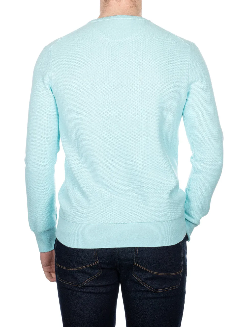 Cotton Crewneck Jumper Soft Aqua