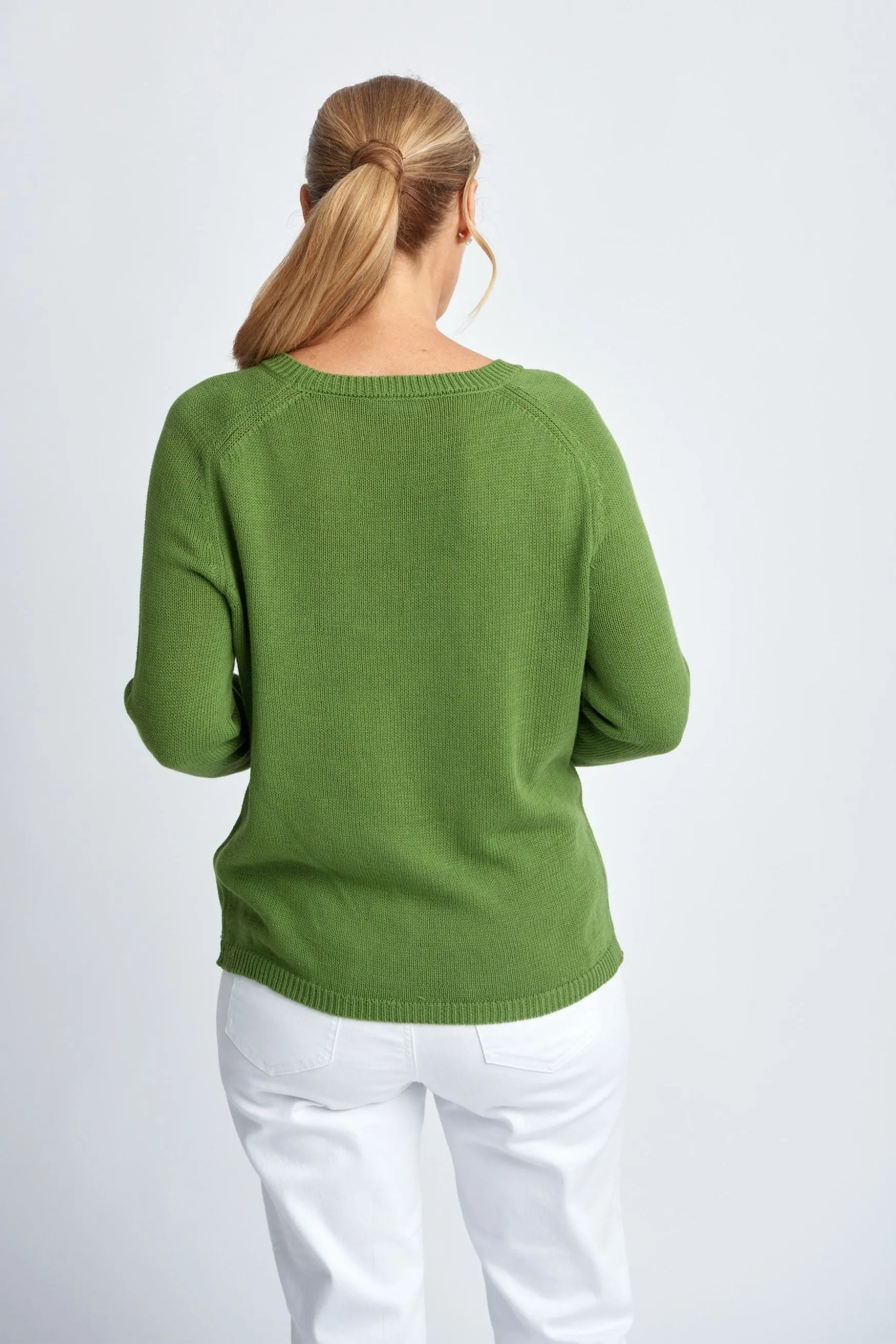 Cotton Raglan Jumper Green Leaf