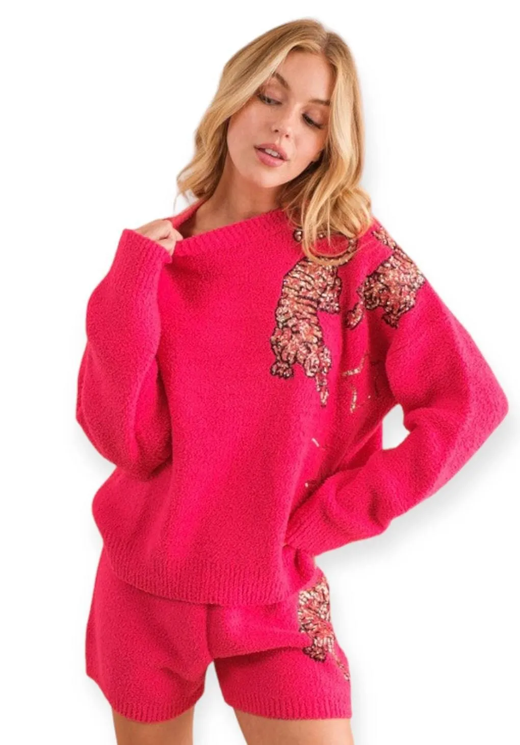 Cozy tiger star knit lounge set