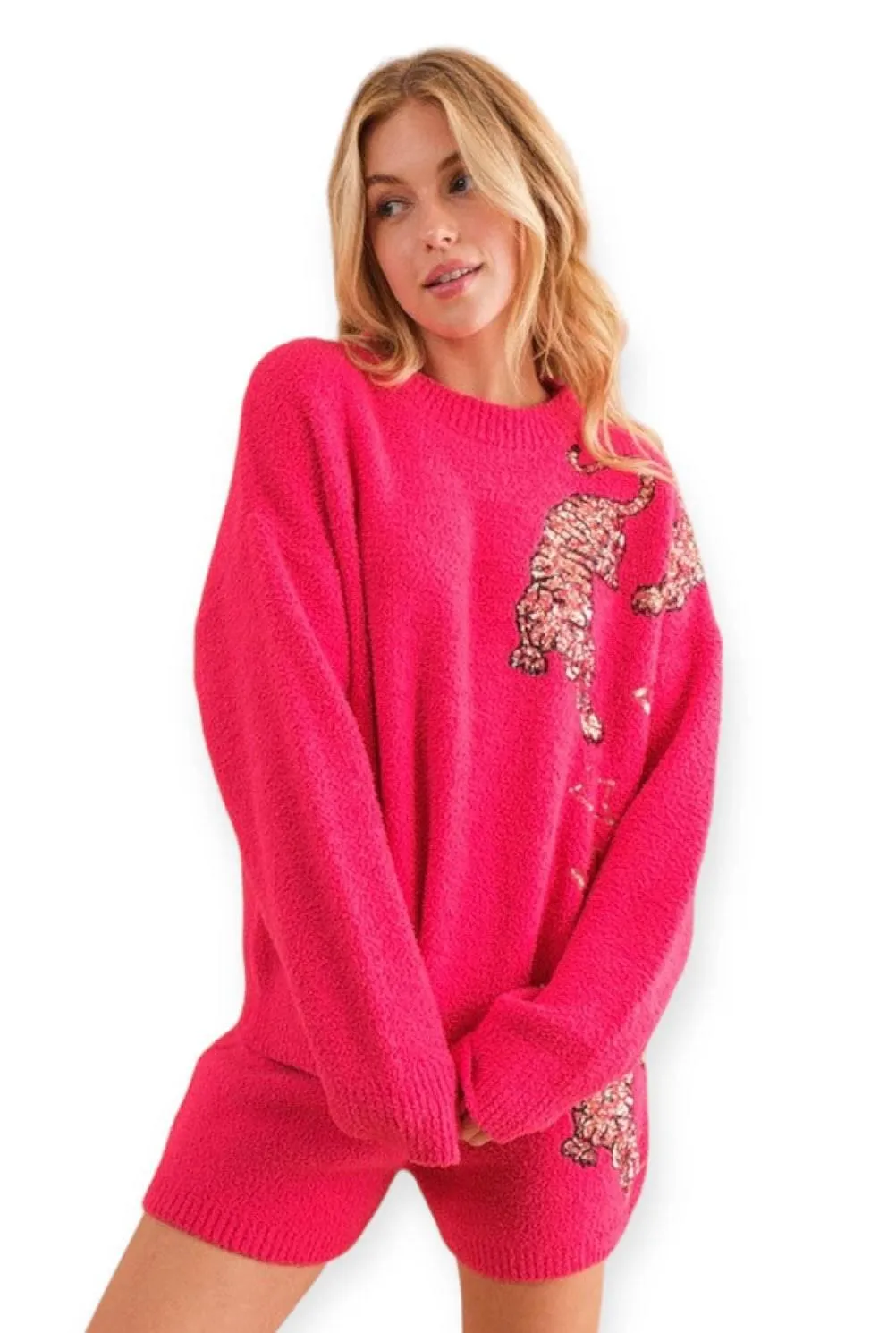 Cozy tiger star knit lounge set