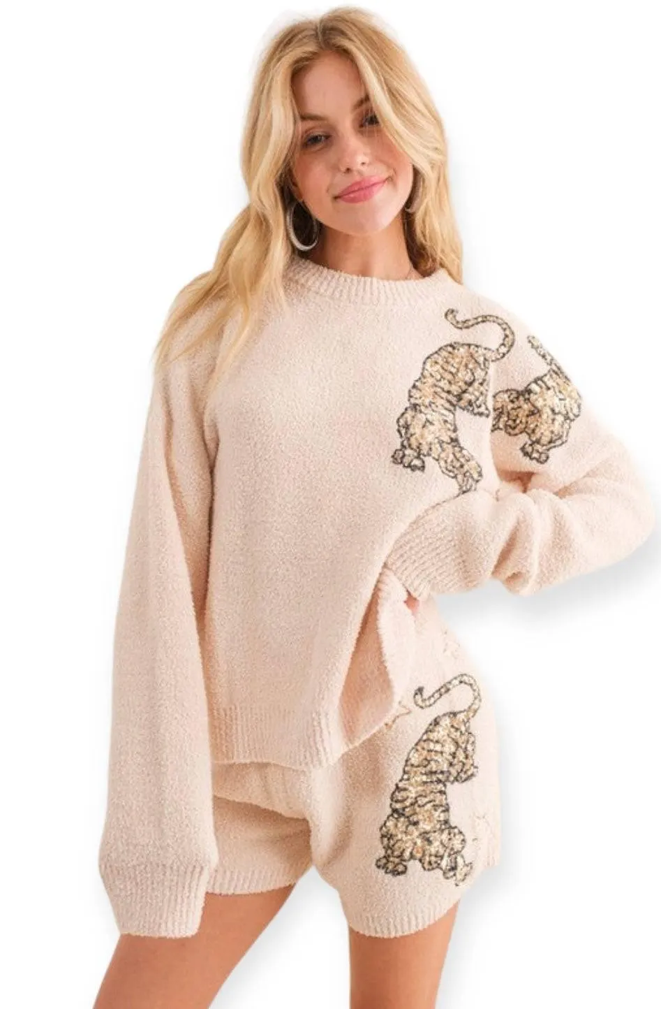 Cozy tiger star knit lounge set