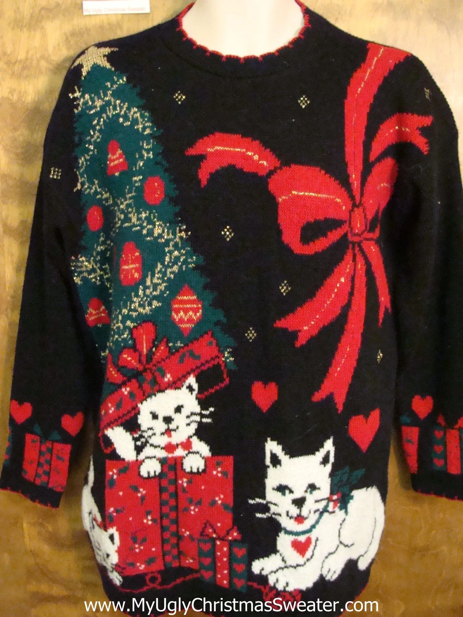 Crazy Cat Lady 80s Horrible Ugly Christmas Sweater Pullover