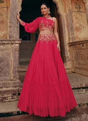 Crimson Red Embroidery Designer Lehenga Choli