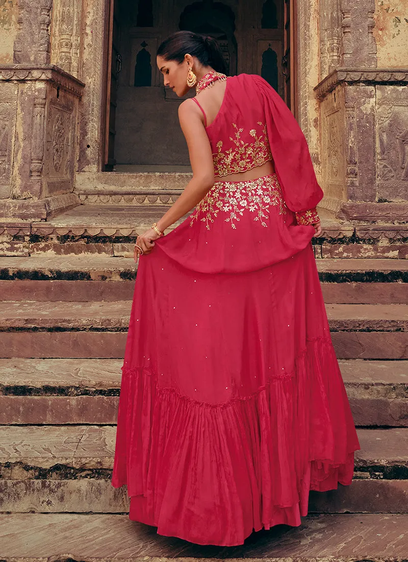 Crimson Red Embroidery Designer Lehenga Choli