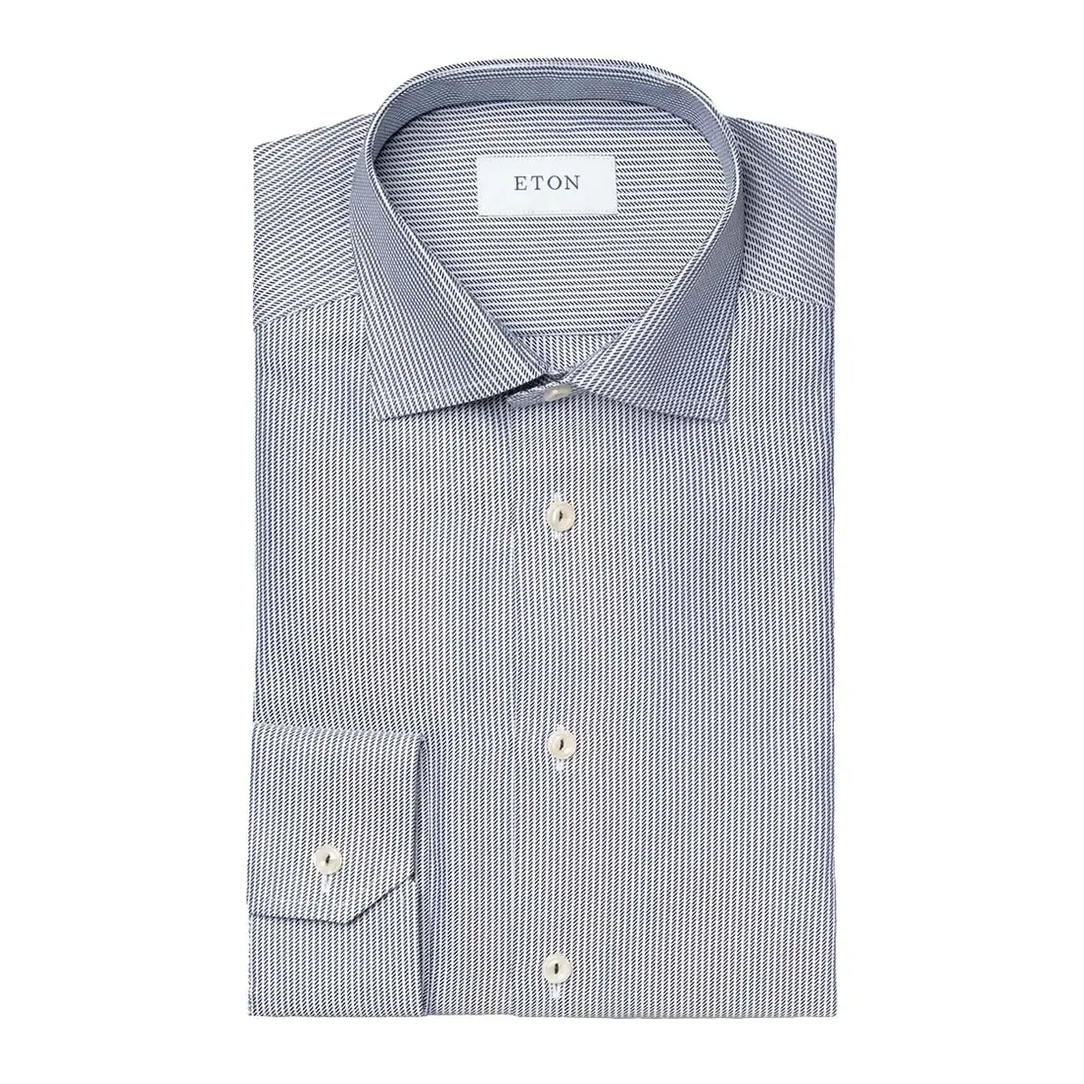 Dark Blue Striped Signature Twill Shirt Contemporary Fit Shirt