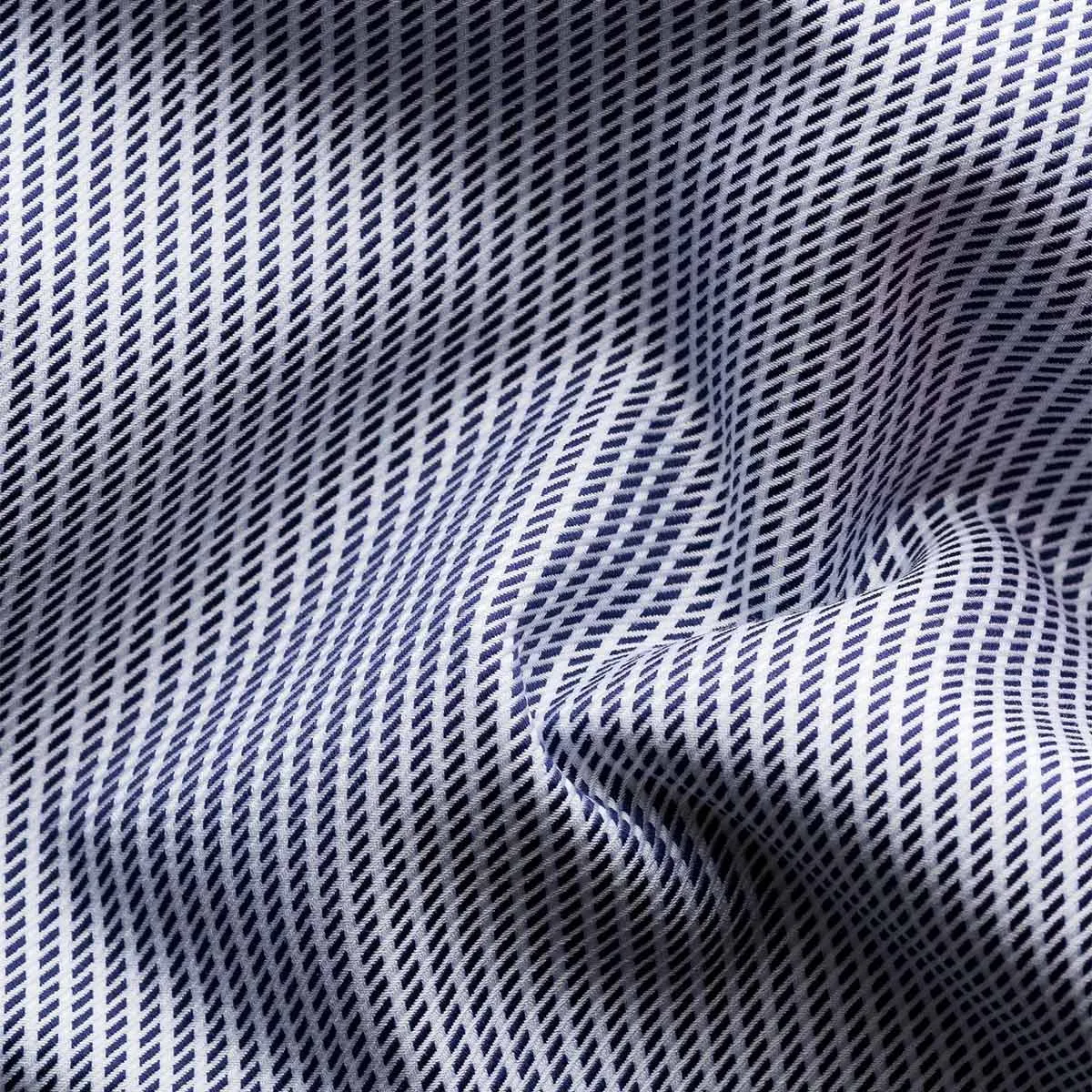 Dark Blue Striped Signature Twill Shirt Contemporary Fit Shirt