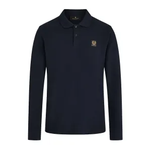 Dark Ink Long Sleeved Cotton Polo Shirt