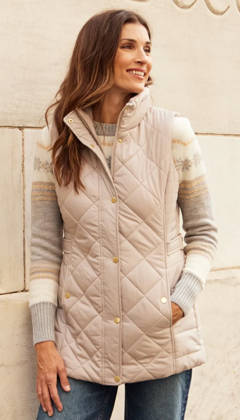 DIAMOND QUILTED LONGLINE VEST