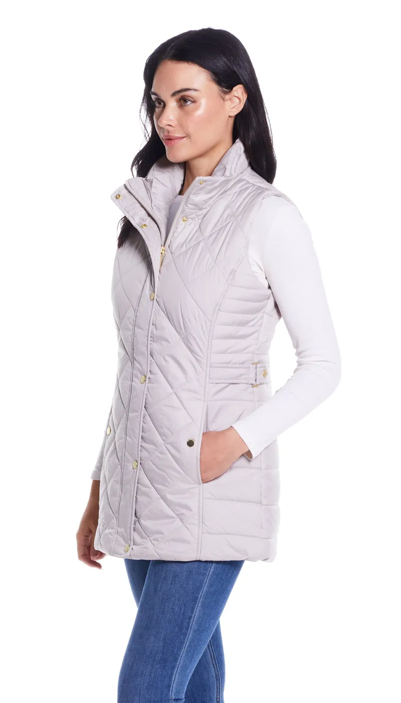 DIAMOND QUILTED LONGLINE VEST