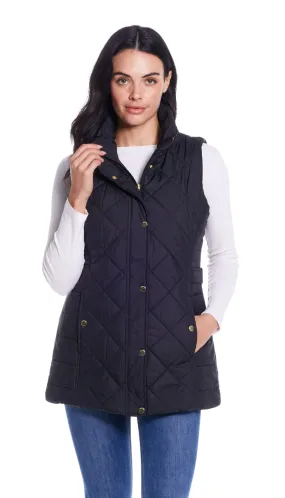 DIAMOND QUILTED LONGLINE VEST