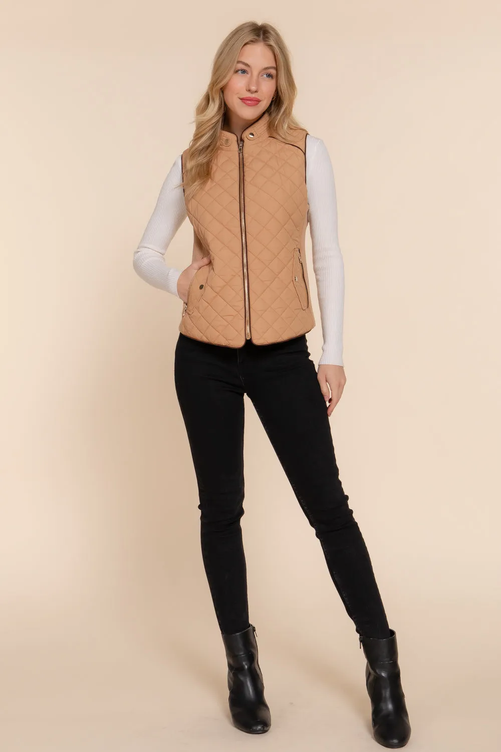 Diamond Quilted Vest - Caramel