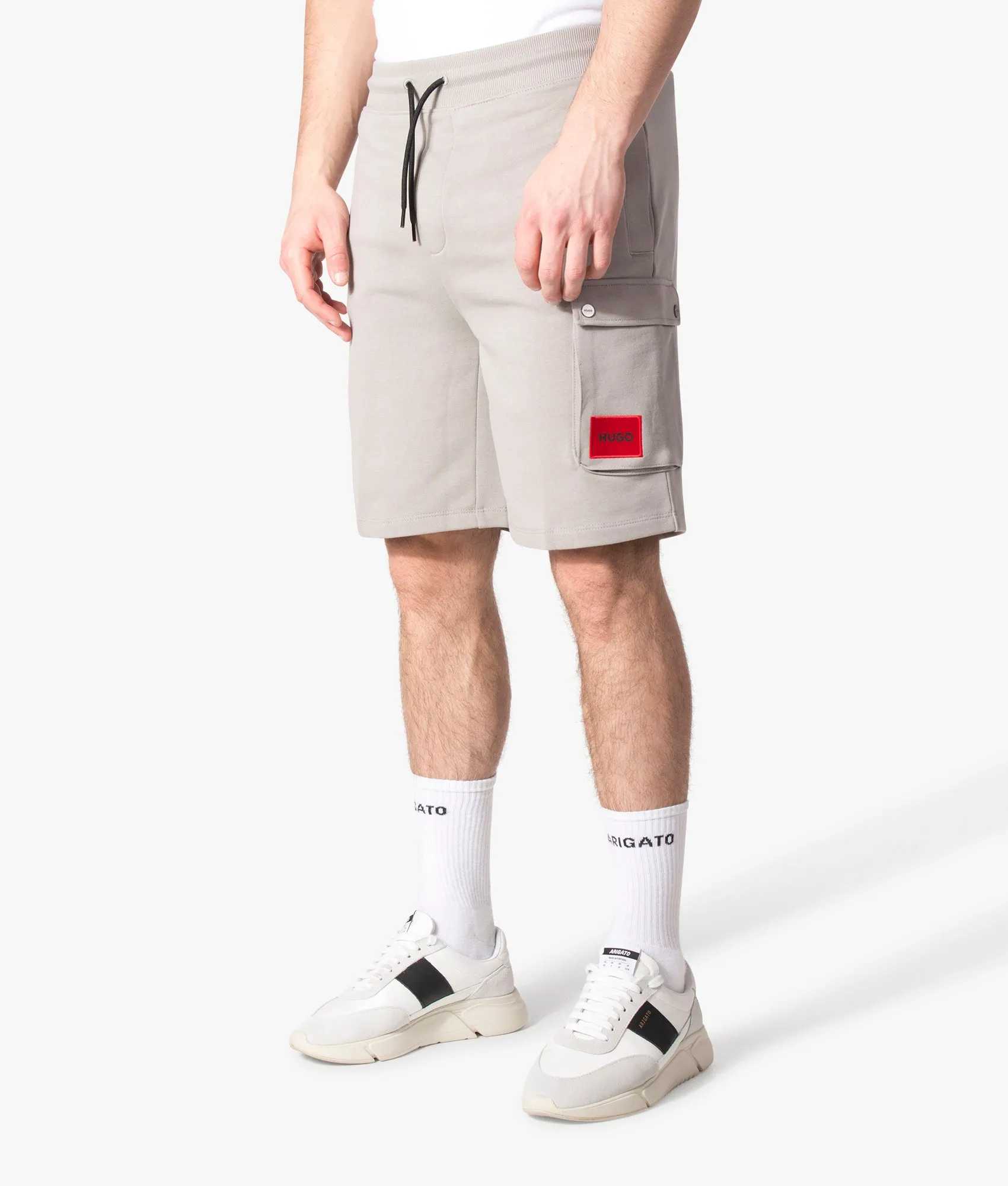 Dizzi222 Red Logo Label Shorts