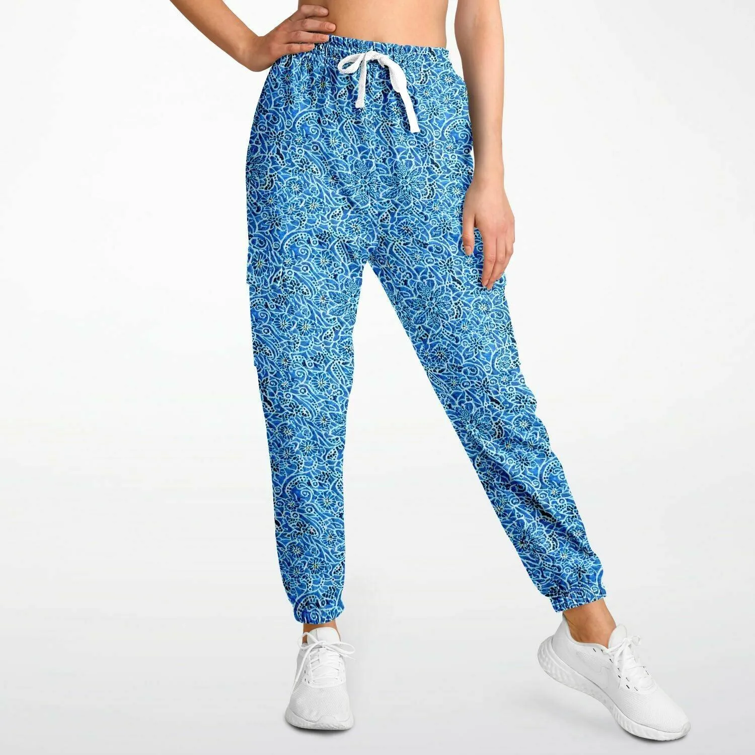 Eco-Friendly Blue Printed Cargo Sweatpants | Comfort Meets Style