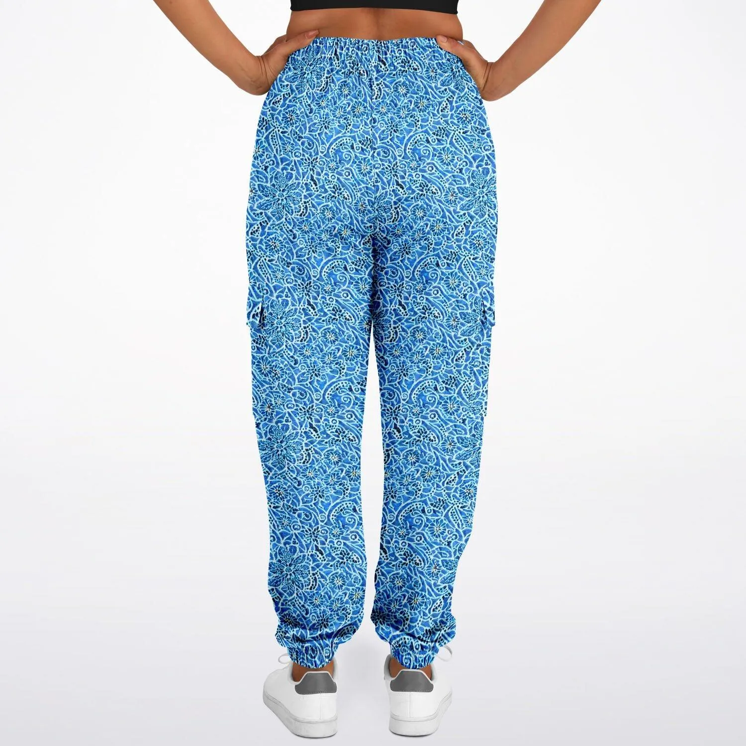 Eco-Friendly Blue Printed Cargo Sweatpants | Comfort Meets Style