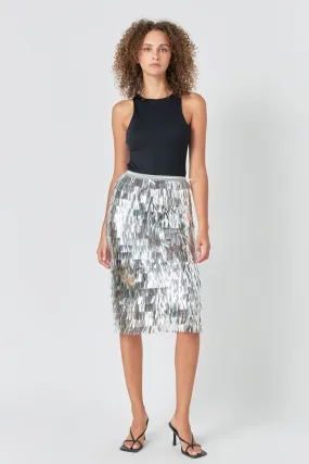 Endless Rose - Fringed Metallic Midi Skirt