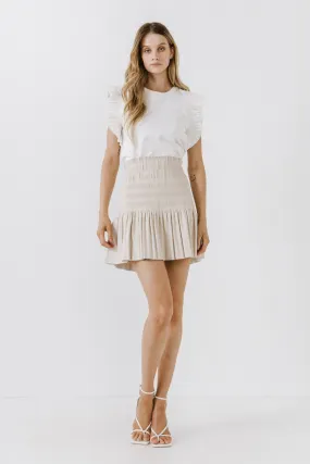 Endless Rose - Smocked Pleated Faux Leather Skirt - Final Sale