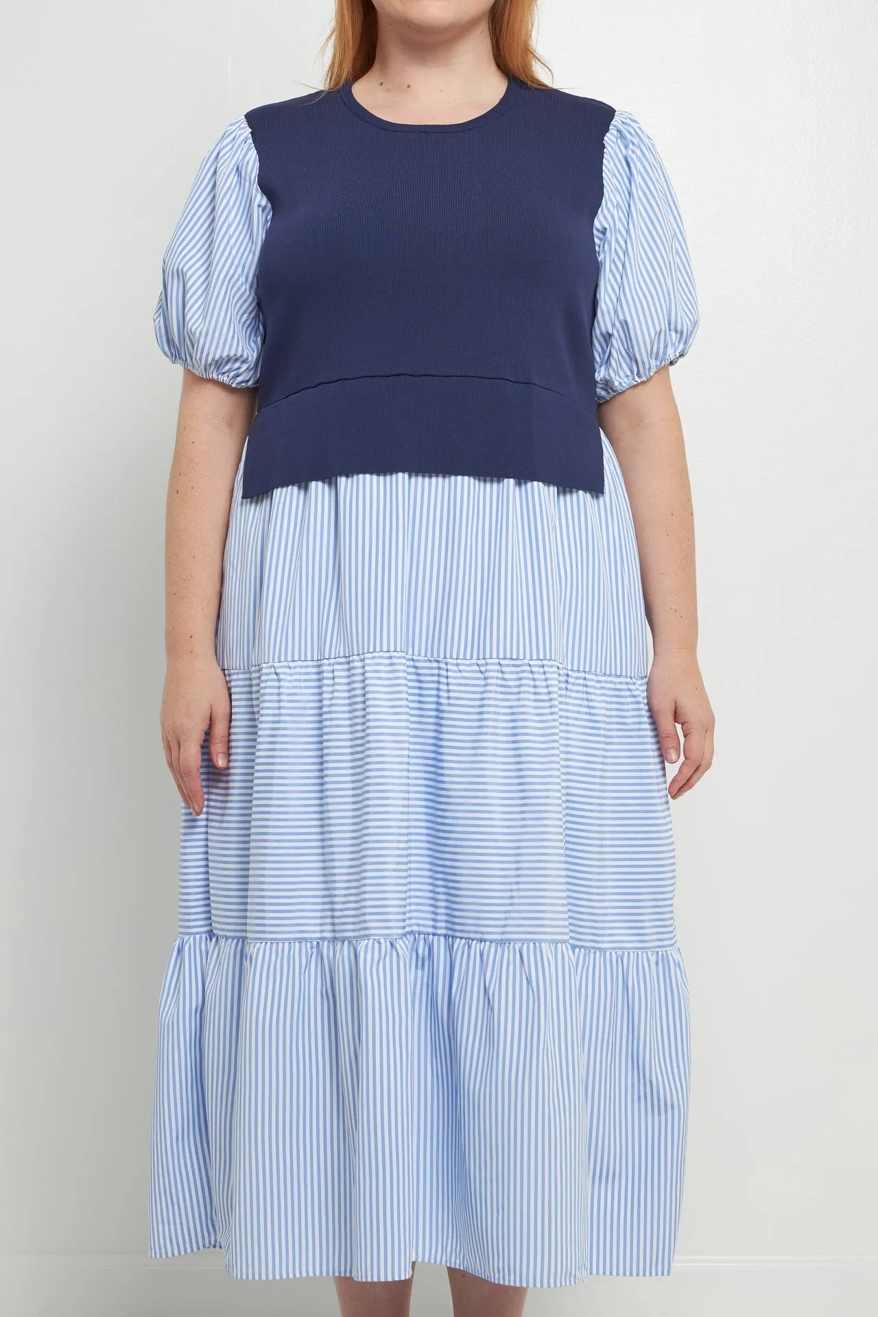 English Factory - Striped Mixed Media Maxi Dress