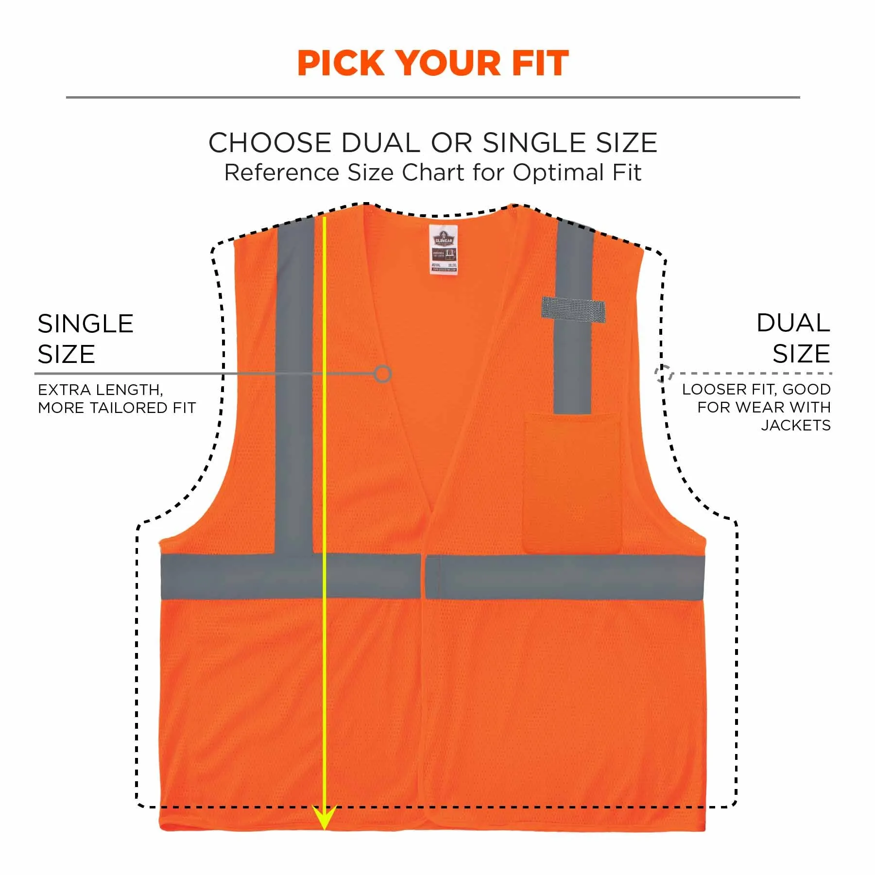 Ergodyne 24539 8210HL-S 5XL Orange Class 2 Economy Mesh Vest - Single Size