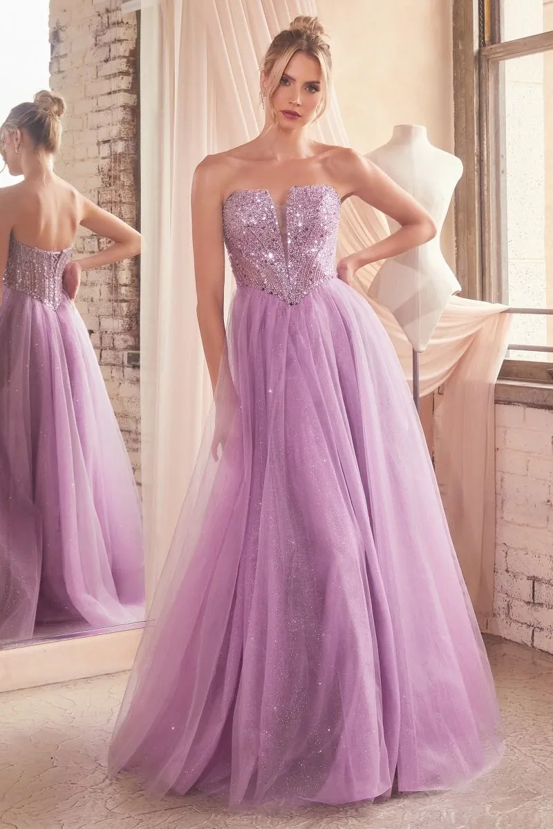 Eternity Prom Dress Tulle & Sequin Gown 740217ER-DustyLavender LaDivine CD0217 Cinderella Divine CD0217