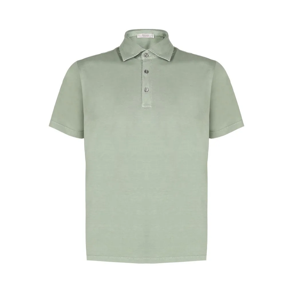 FERRANTE Cotton Short Sleeve Polo ARMY GREEN