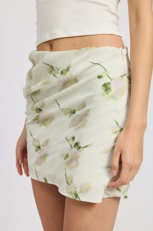 FLORAL PENCIL SKIRT WITH SIDE SLIT