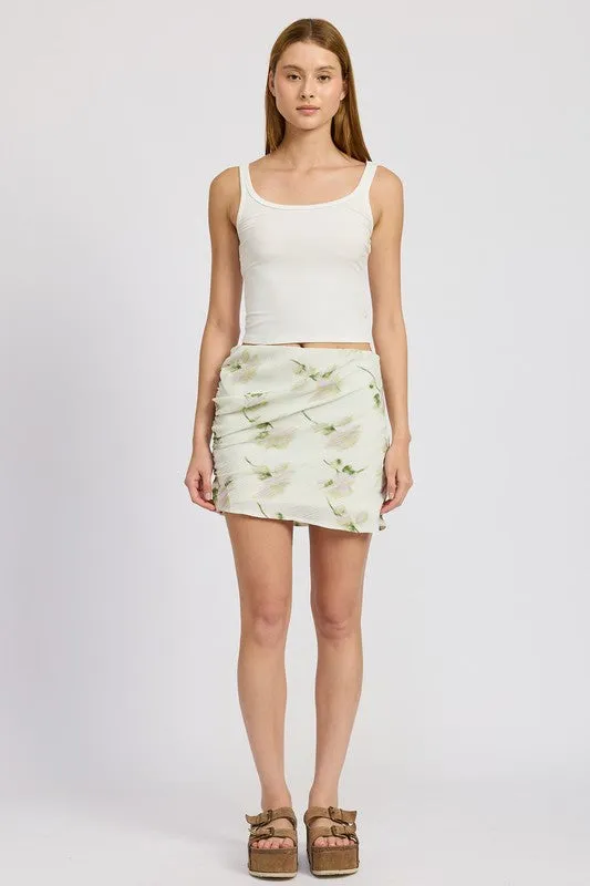 FLORAL PENCIL SKIRT WITH SIDE SLIT