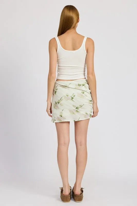 FLORAL PENCIL SKIRT WITH SIDE SLIT