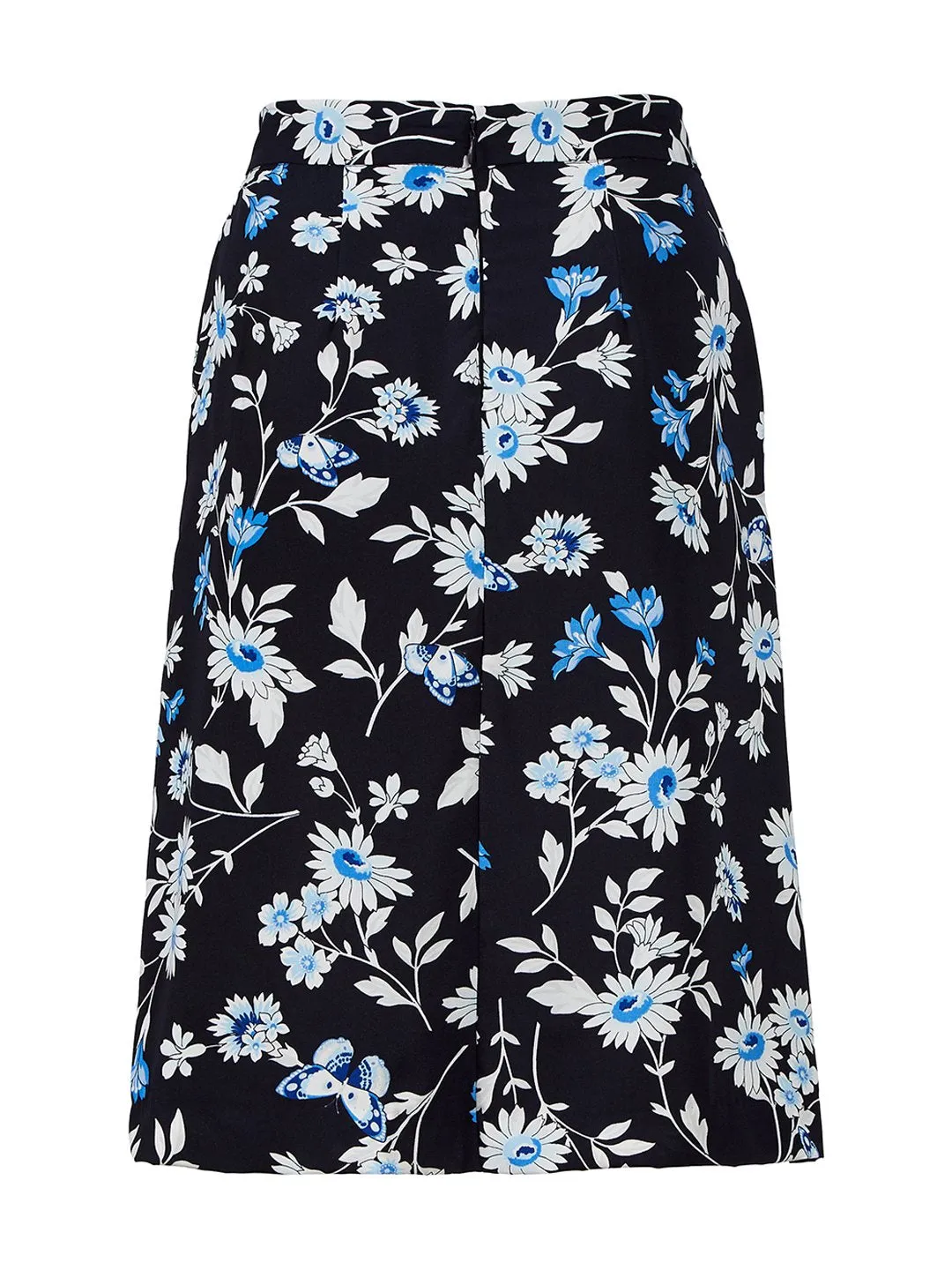 Floral Tulip Wrap Pencil Skirt in Night Sky