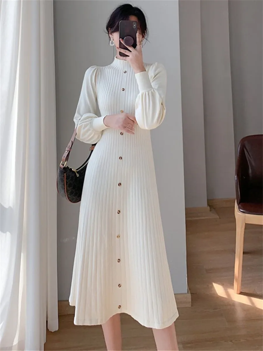 Flytonn-Black Friday Sale - Elegant Fashion Vest A-Line Knitted Sweater Casual Maxi Dress