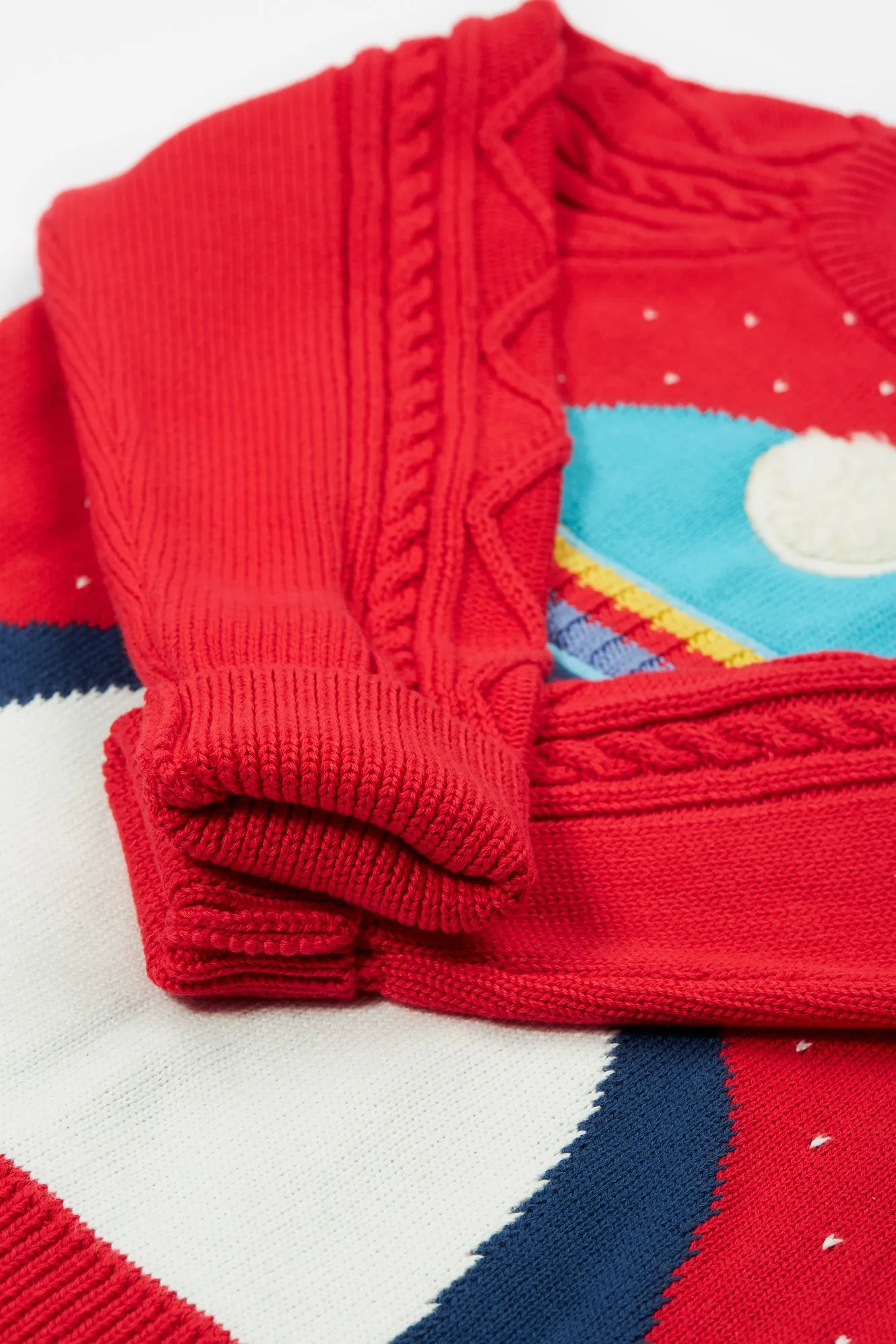 Frugi Caleb Knit Jumper Red Penguin