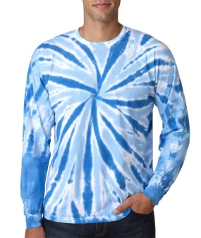 gildan tie-dye adult one-color long-sleeve pinwheel tee - royal (s)