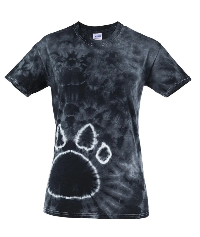 gildan tie-dye adult pawprints tee - black (l)